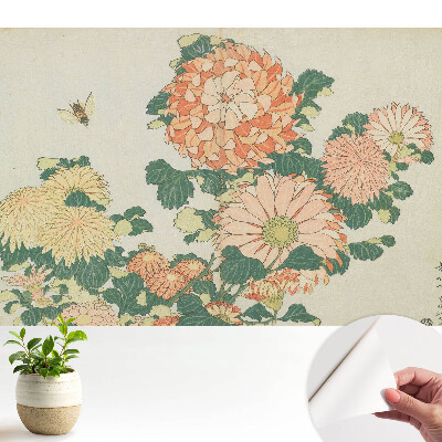 Tapeta do obývačky Kvety chryzantémy, včela, harmónia