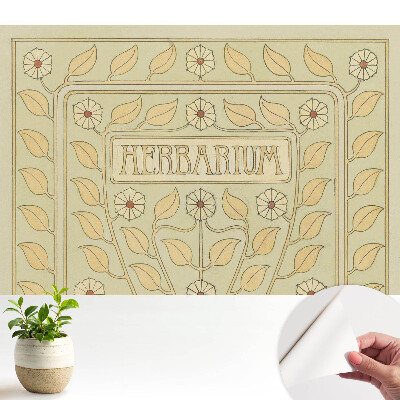 Luxusná tapeta so secesným rastlinným motívom s nápisom „Herbarium”