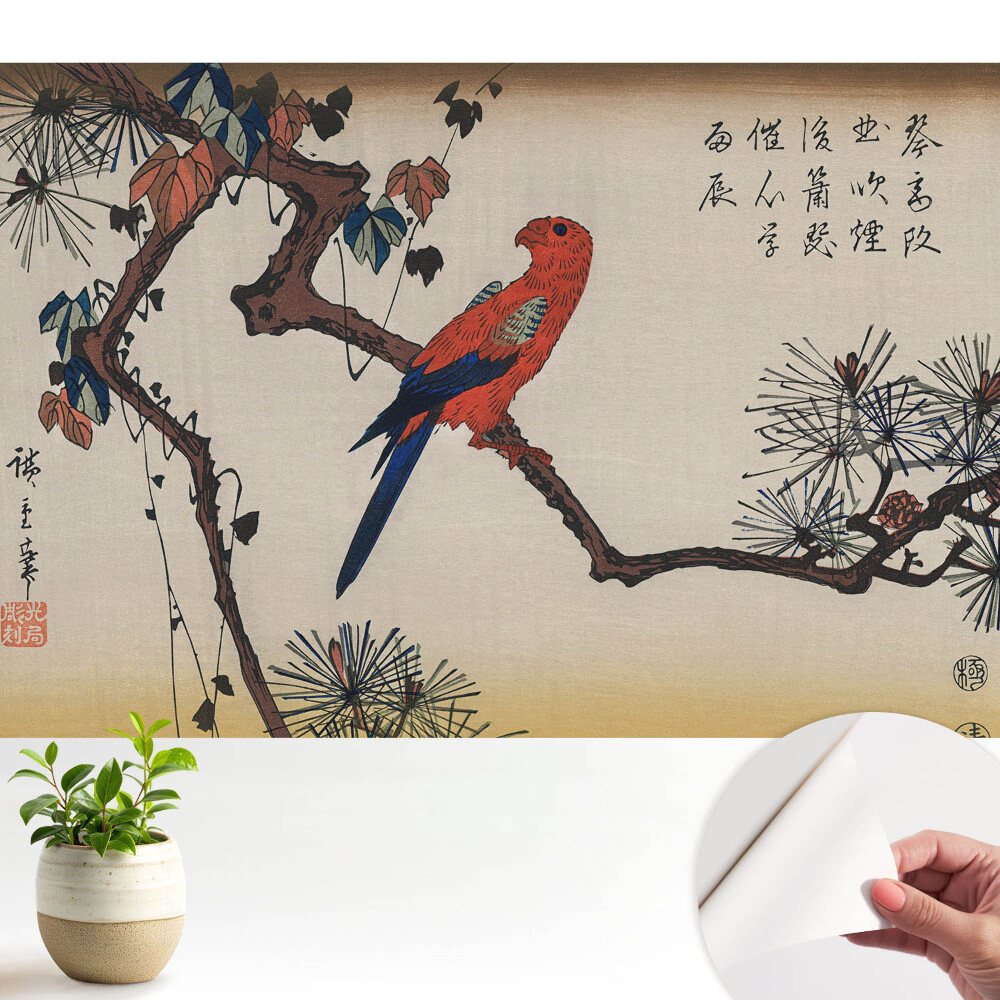 Tapeta do obývačky Farebný vták na konári stromu