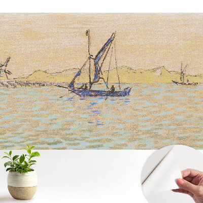 Tapeta do obývačky Pastelová krajina, veterný mlyn