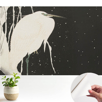 Tapety na stenu samolepiace Vtáčik na konári počas zimného večera