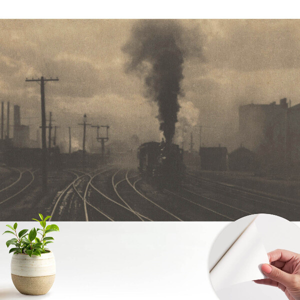 Tapeta do obývačky Priemyselná kompozícia s vlakom a továrňami