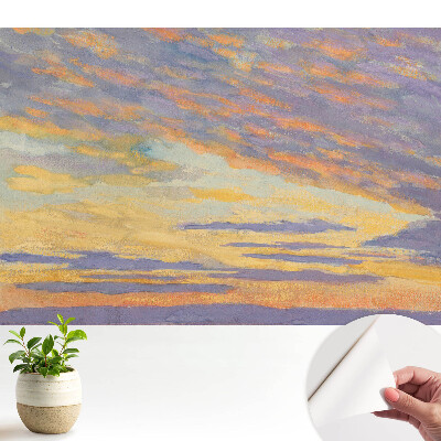 Tapeta na stenu samolepiaca s motívom pastelovej oblohy v harmonických farbách v impresionistickom štýle