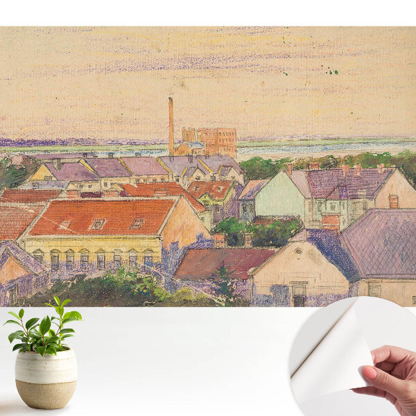 Tapeta do obývačky Atmosférické mesto v pastelových farbách