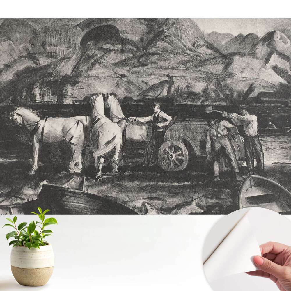 Tapeta do obývačky Horská práca s koňmi