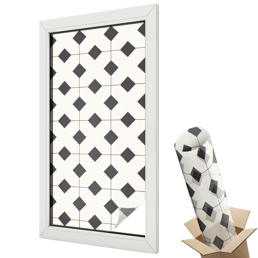 Mliečna fólia na sklo Čierne a biele diamanty