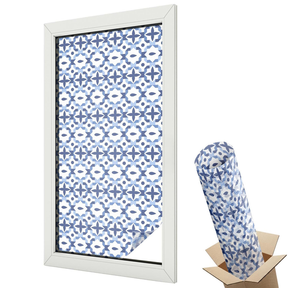 Mliečna fólia na sklo Modrá mozaika