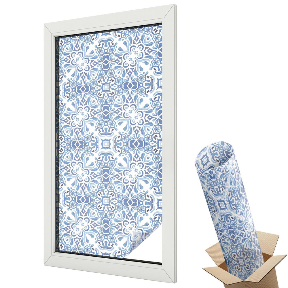 Mliečna fólia na sklo Modré dlaždice