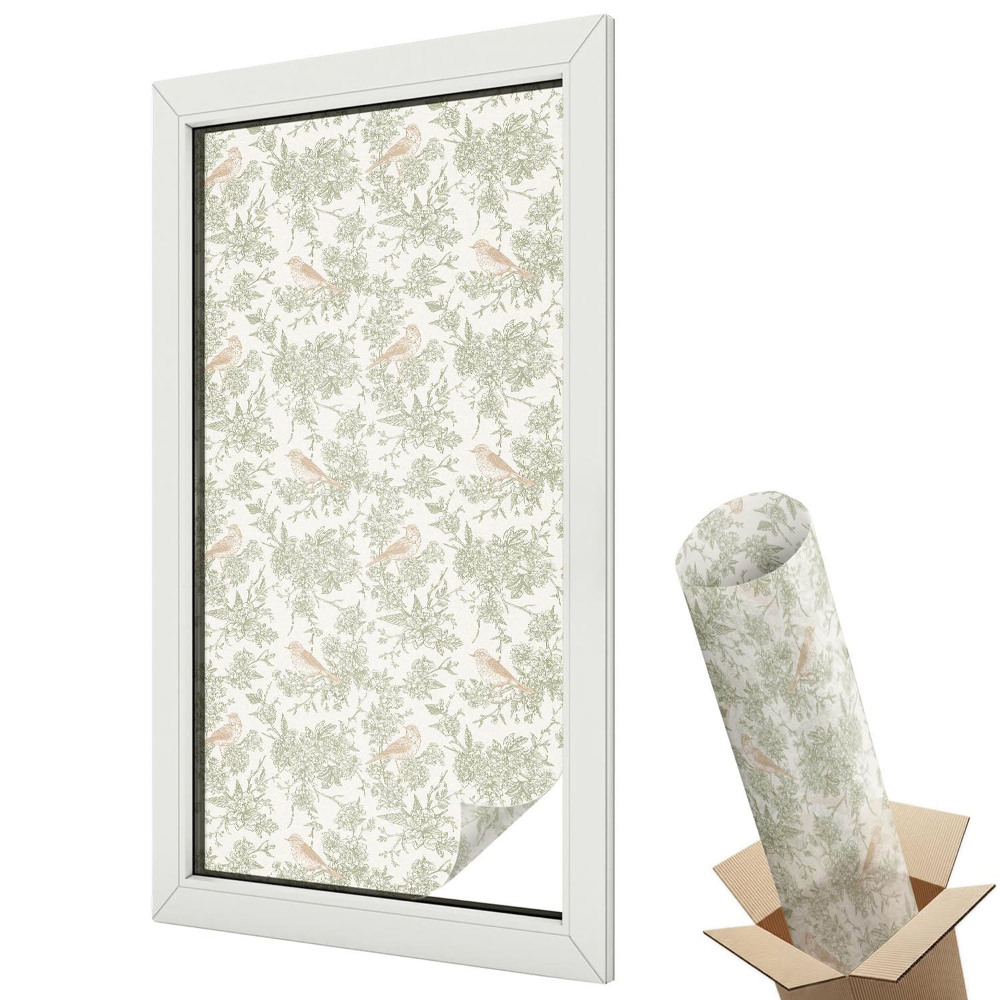 Fólia na sklo dverí Vtáky Rastliny