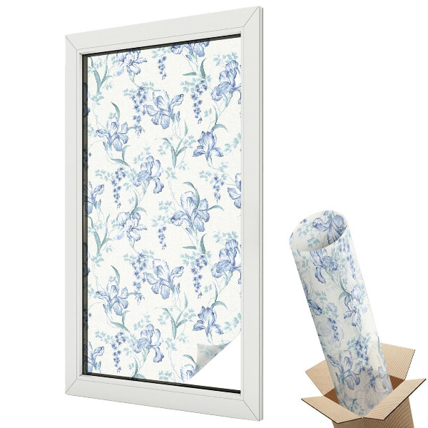 Fólia na sklo dverí Modré kvety