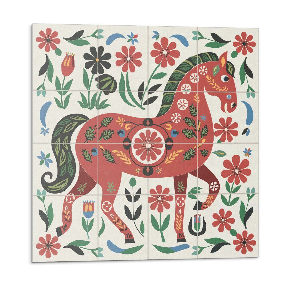 Pvc obklady Vzor koňa v kvetoch