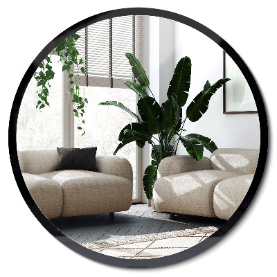 Okrúhle zrkadlo s čiernym rámom