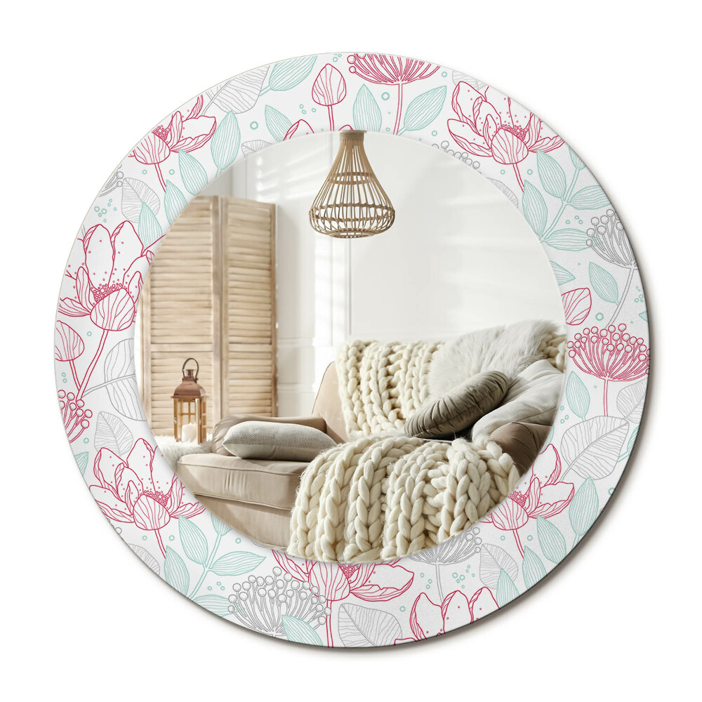 Zrkadlo s rámom s potlačou Kvety