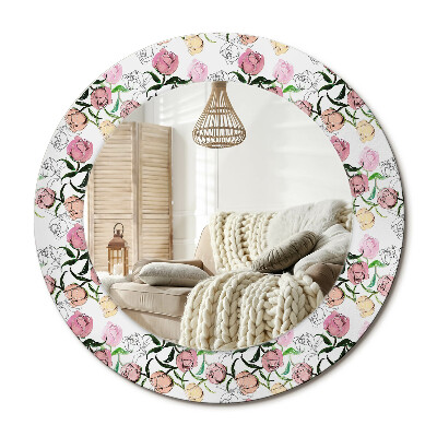 Zrkadlo s rámom s potlačou Púčiky pivonky