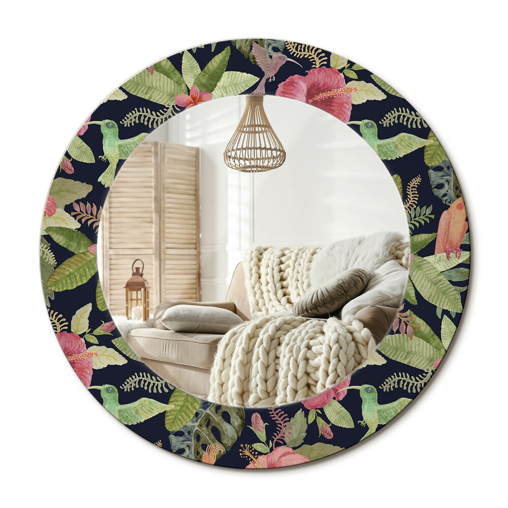 Zrkadlo s rámom s potlačou Kvety ibišteka