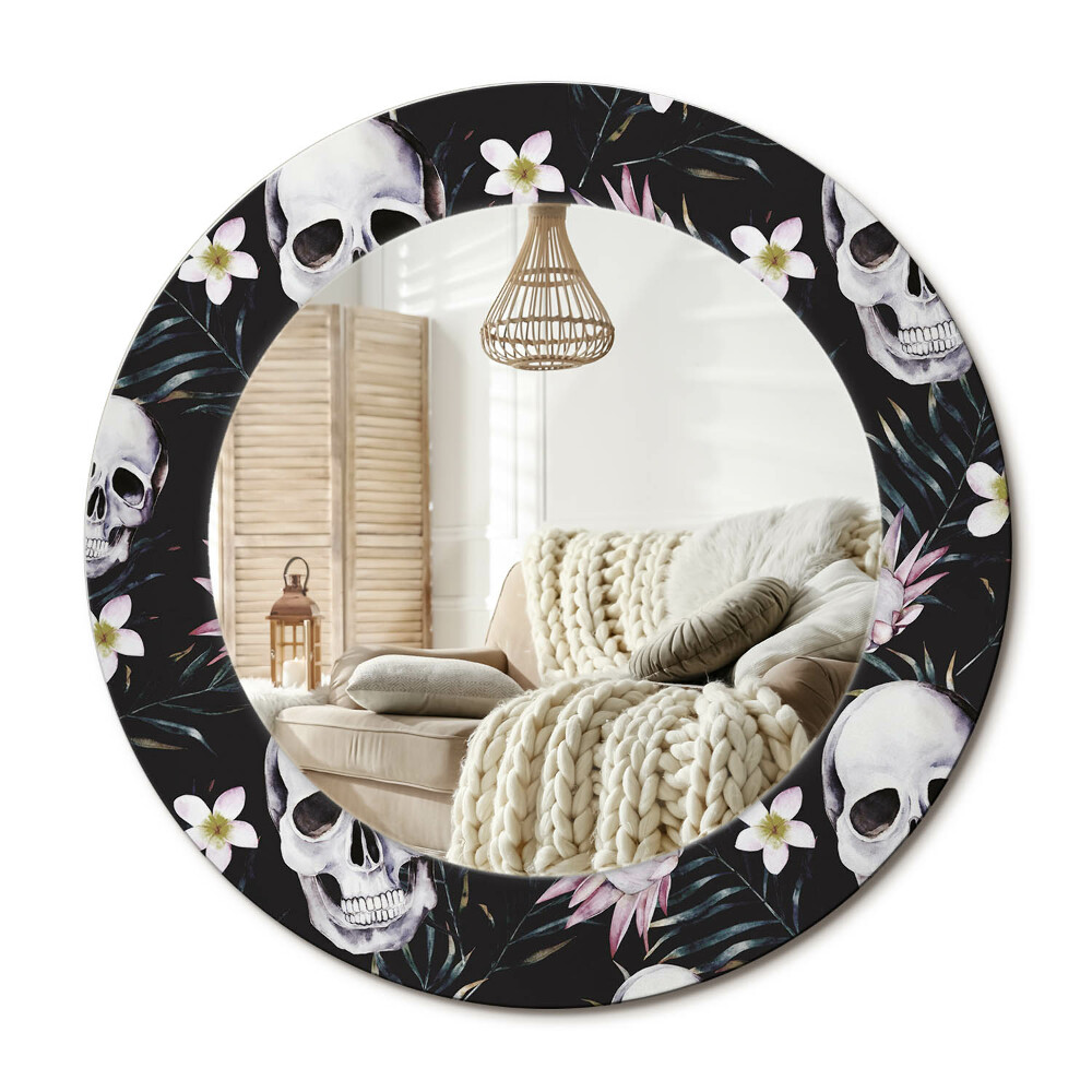 Dekoračné zrkadlo na stenu Kvety lebky