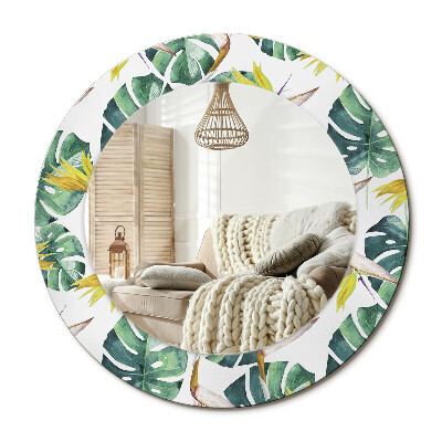 Zrkadlo s rámom s potlačou Tropické listy