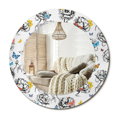 Zrkadlo s rámom s potlačou Farebné motýle