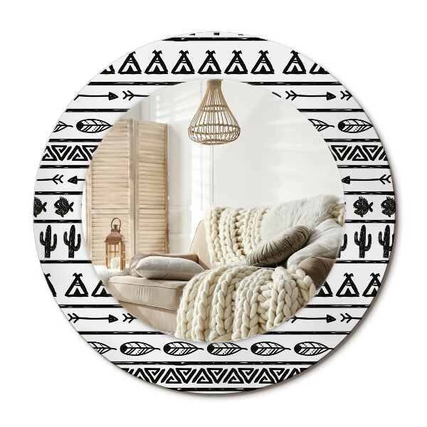 Zrkadlo s rámom s potlačou Boho minimalistické