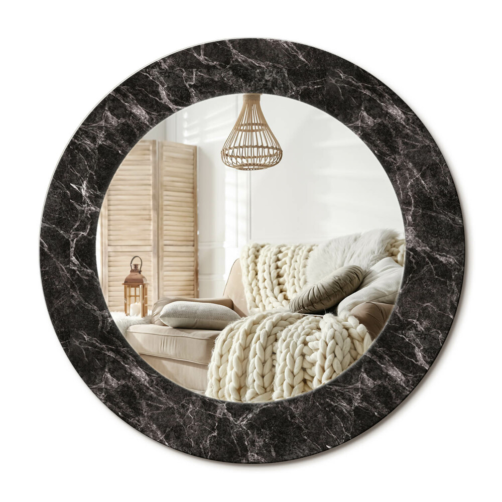 Zrkadlo s rámom s potlačou Čierny mramor