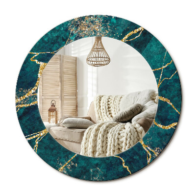 Zrkadlo s rámom s potlačou Zelený mramor