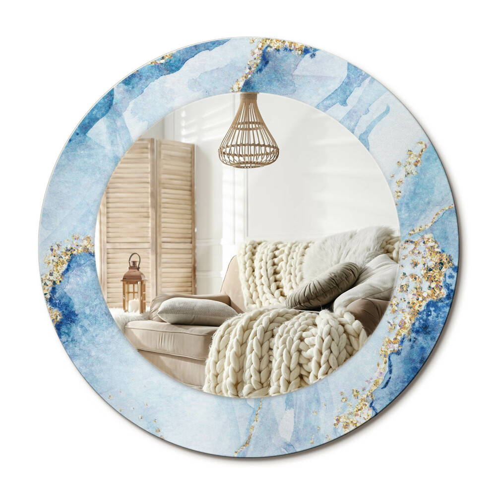 Zrkadlo s rámom s potlačou Modrý mramor