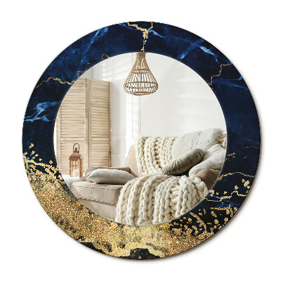 Zrkadlo s rámom s potlačou Modrý mramor