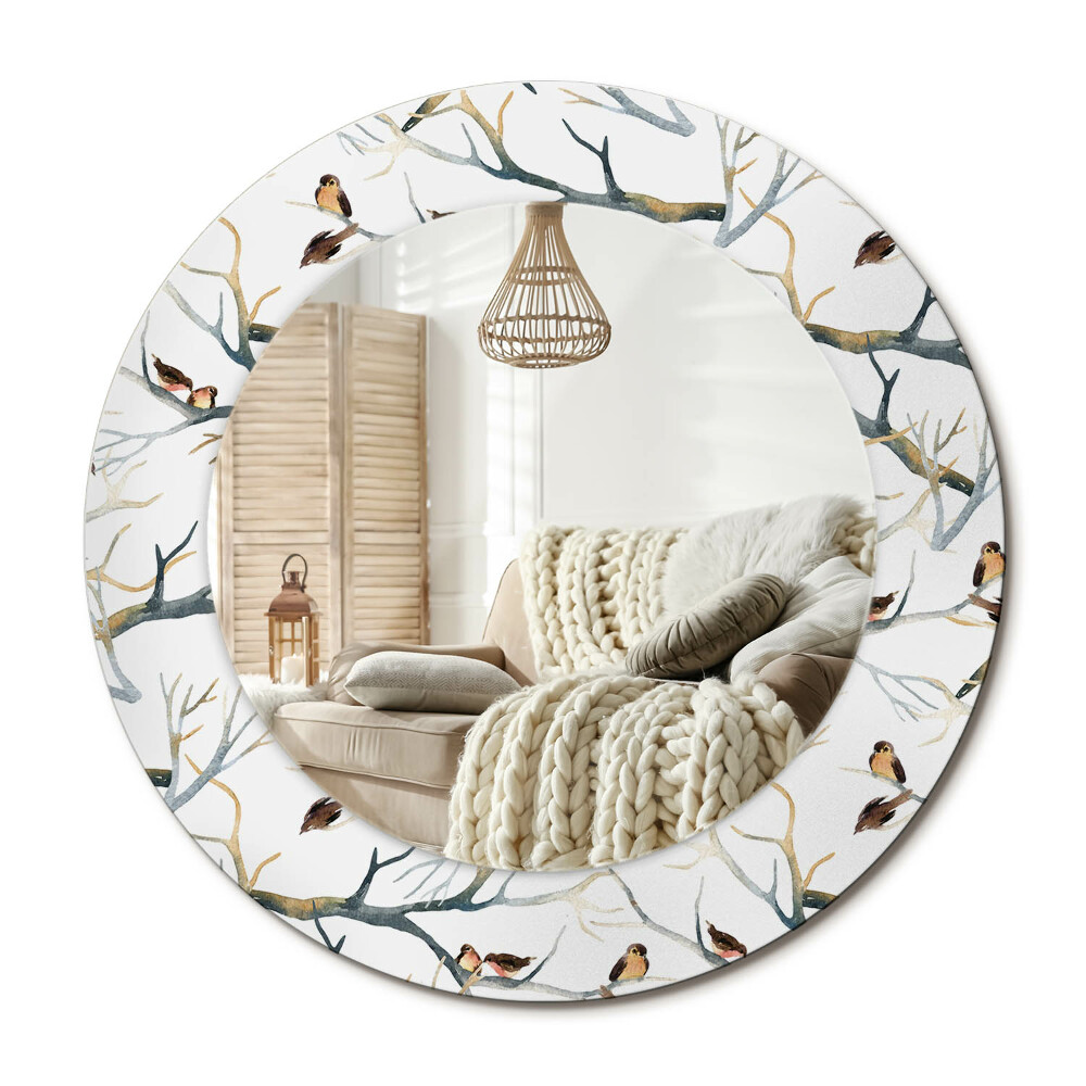 Dekoračné zrkadlo na stenu Vrabce vtáky konáre