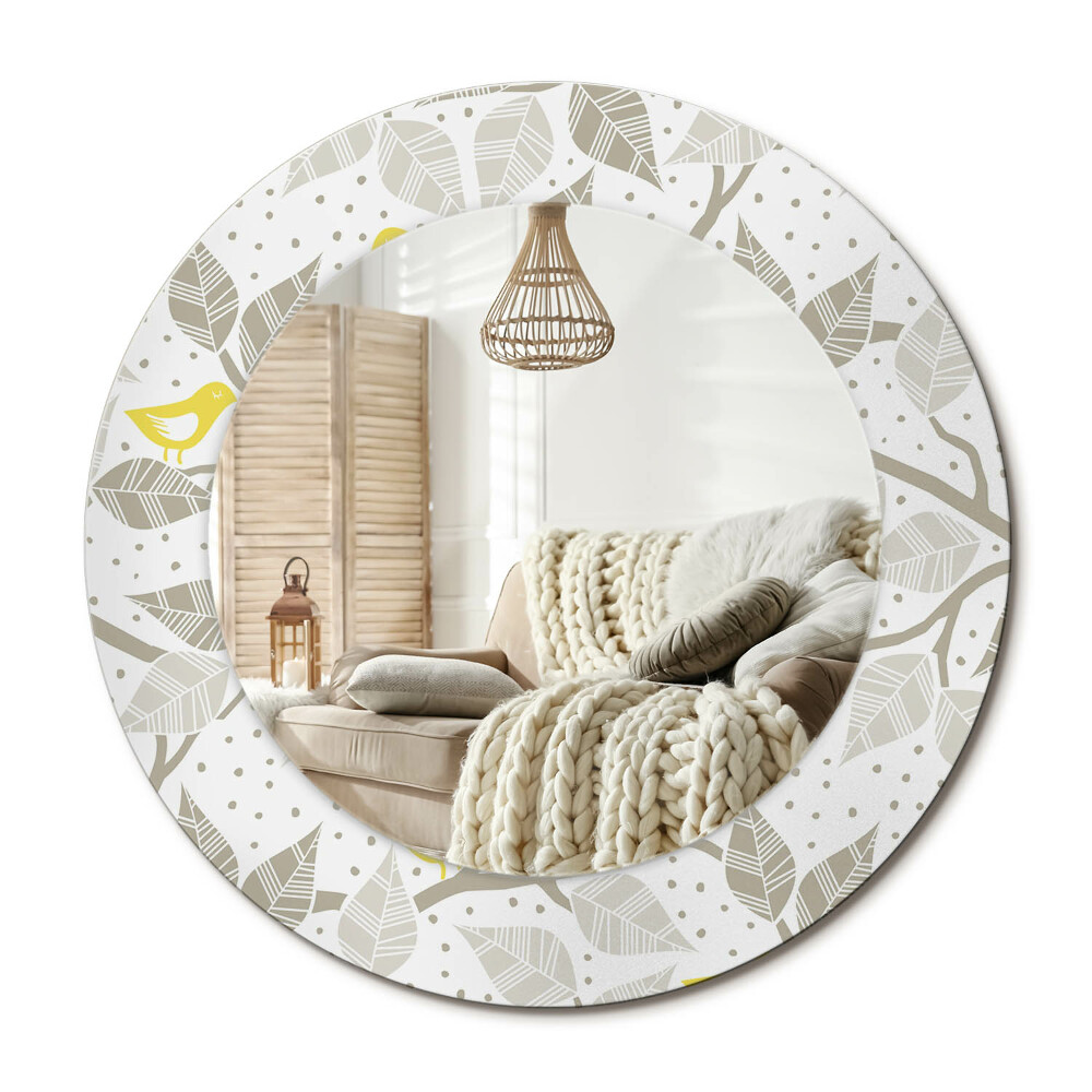 Obdĺžnikové dekoračné zrkadlo Žlté vtáky na vetvách