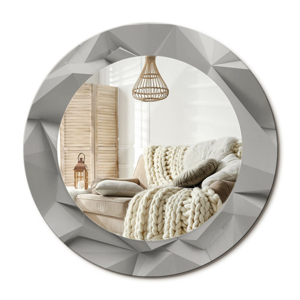 Zrkadlo s rámom s potlačou Abstraktný biely kryštál