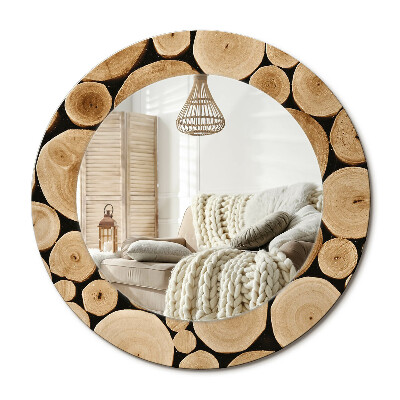 Zrkadlo s rámom s potlačou Drevené polená
