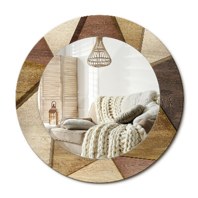 Zrkadlo s rámom s potlačou Geometrické drevo 3D