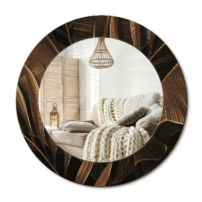 Zrkadlo s rámom s potlačou Hnedé banánové listy