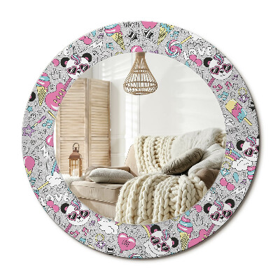 Obdĺžnikové dekoračné zrkadlo Panda jednorožec