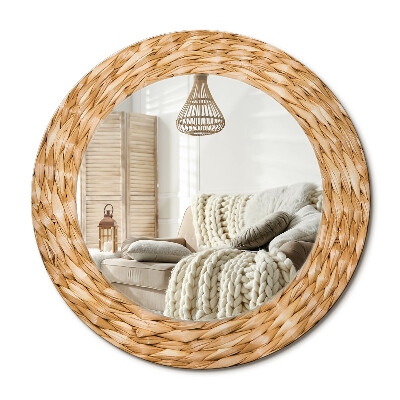 Zrkadlo s rámom s potlačou Prútený vzor