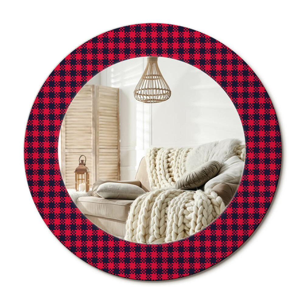 Dekoračné zrkadlo na stenu Červený kockovaný