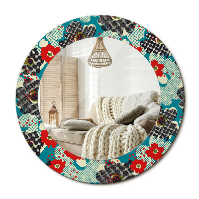 Obdĺžnikové dekoračné zrkadlo Retro vzor kvetov