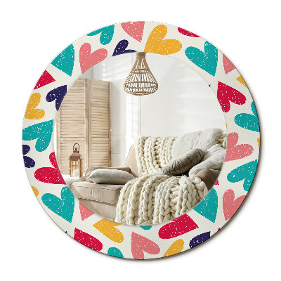 Dekoračné zrkadlo na stenu Farebné srdiečka