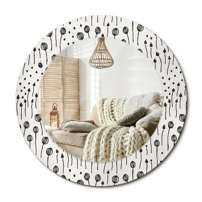 Zrkadlo s rámom s potlačou Kvetinová kresba