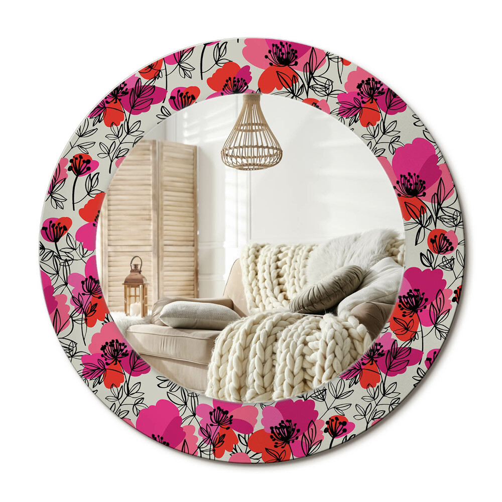 Obdĺžnikové dekoračné zrkadlo Ružové maky