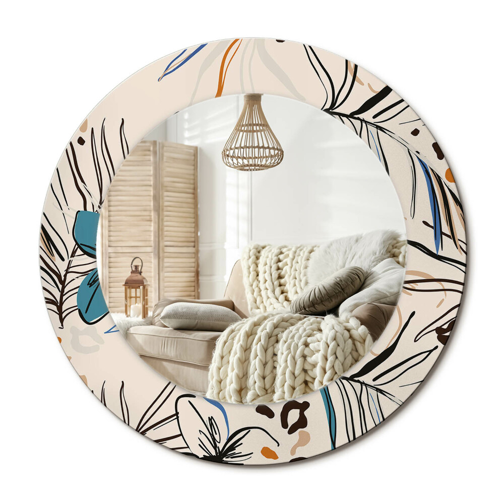 Zrkadlo s rámom s potlačou Kvety so vzorom džungle