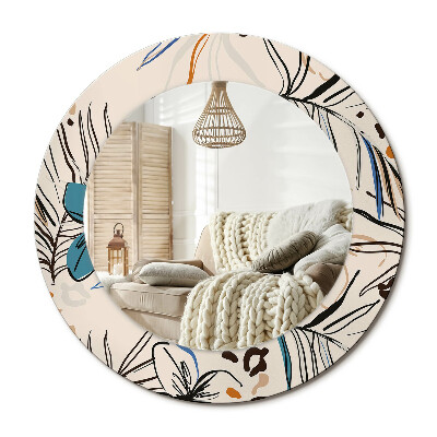 Zrkadlo s rámom s potlačou Kvety so vzorom džungle