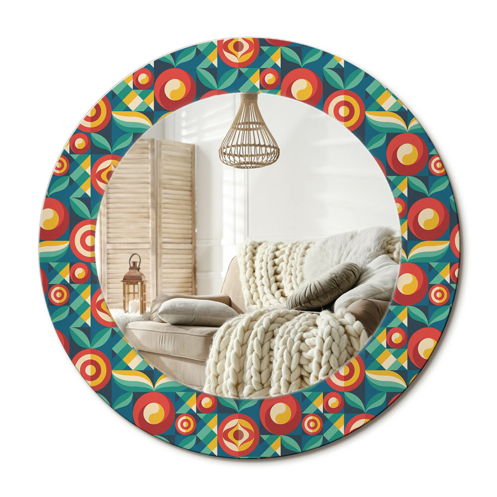 Obdĺžnikové dekoračné zrkadlo Geometrické plody a listy