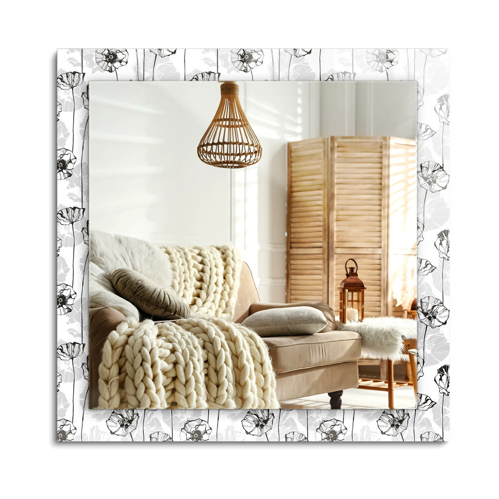 Obdĺžnikové dekoračné zrkadlo na stenu Jednofarebný vzor kvetov