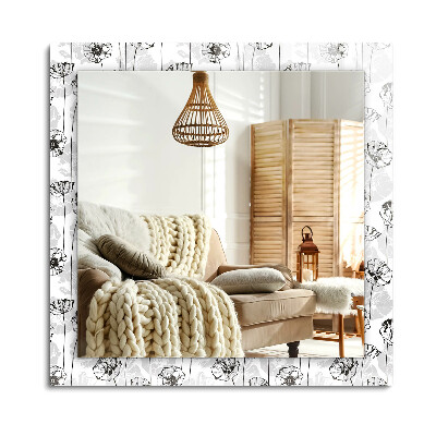 Obdĺžnikové dekoračné zrkadlo na stenu Jednofarebný vzor kvetov