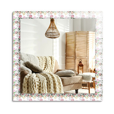 Obdĺžnikové zrkadlo rám s potlačou Kvetinový vzor