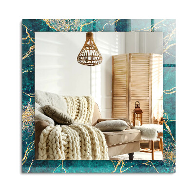 Obdĺžnikové dekoračné zrkadlo na stenu Zelený mramor