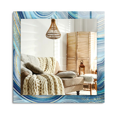 Obdĺžnikové dekoračné zrkadlo Abstraktné modré vlny