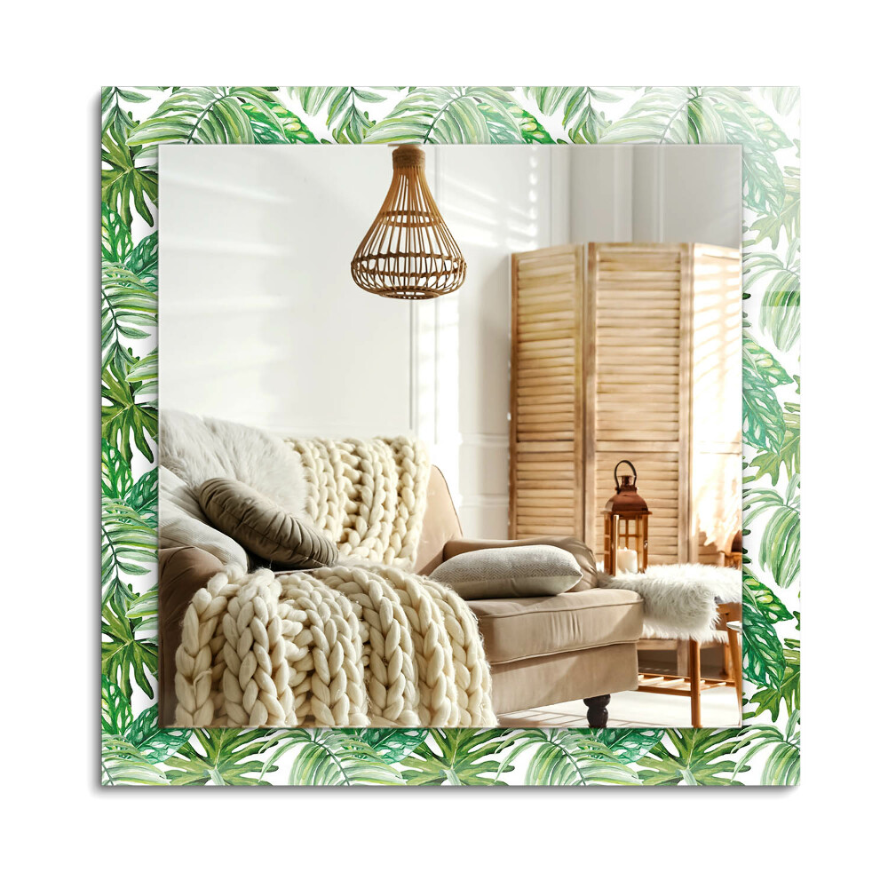 Obdĺžnikové zrkadlo rám s potlačou Zelené tropické listy