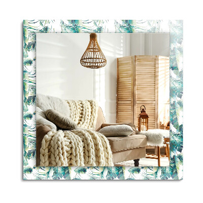 Obdĺžnikové dekoračné zrkadlo Zelené tropické listy